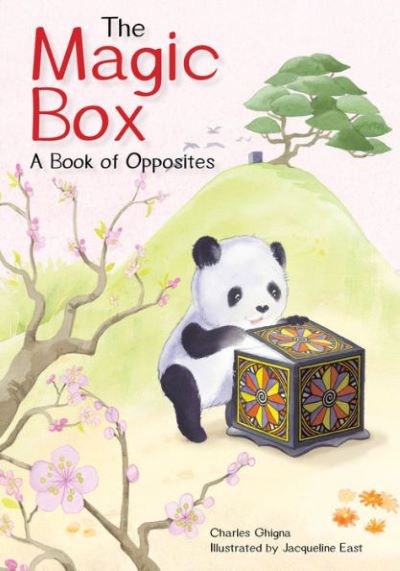 Cover of the Magic Box, showing an illustrated panda opening a decorative box. Cherry blossoms are in the foreground a tree is in the background. 