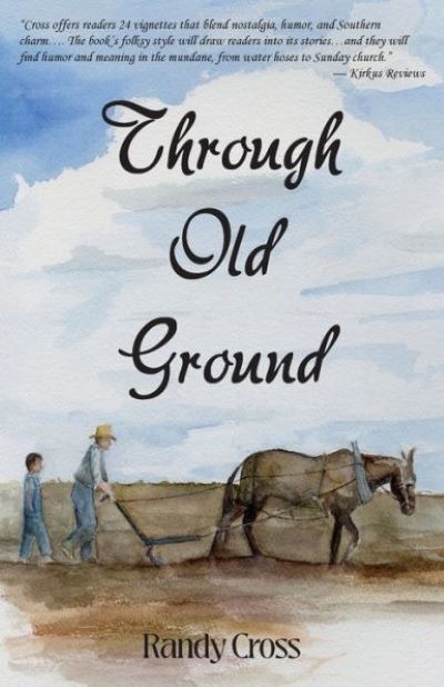 Cover of Through Old Ground. Illustration of a man and boy plowing a field. 