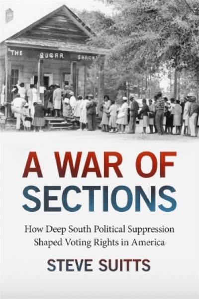 Cover of A WAR OF SECTIONS. Title is shown in red and blue on a black and white background.