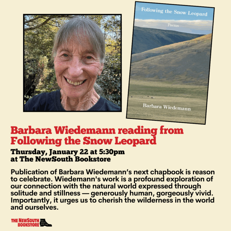 Barbara Wiedemann reading from Following the Snow Leopard – Alabama ...